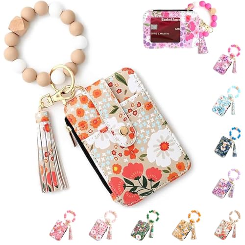 BOSENIYU Boho Perlen Geldbörse Damen Boho Stil Perlen & Quaste verziert Schlüsselanhänger mit Blumenmuster Geldbörse, Khaki, 8.5*12cm/3.35*4.7in, Kunstdekor BOSENIYU Boho Perlen Geldbörse Damen Boho Stil Perlen & Quaste verziert Schlüsselanhänger mit Blumenmuster Geldbörse, Khaki, 8.5*12cm/3.35*4.7in, Kunstdekor von BOSENIYU