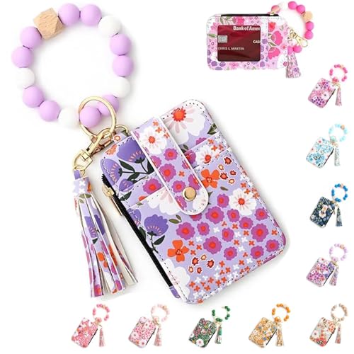 BOSENIYU Boho Perlen Geldbörse Damen Boho Stil Perlen & Quaste verziert Schlüsselanhänger mit Blumenmuster Geldbörse, Violett, 8.5*12cm/3.35*4.7in, Kunstdekor BOSENIYU Boho Perlen Geldbörse Damen Boho Stil Perlen & Quaste verziert Schlüsselanhänger mit Blumenmuster Geldbörse, Violett, 8.5*12cm/3.35*4.7in, Kunstdekor von BOSENIYU