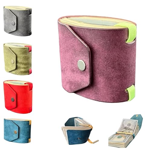 BOSENIYU Geldtasche aus echtem Leder, handgefertigtes Leder, schneller Zugriff, Geldhalter, mit Magnetverschluss., Violett, 3.5x2.7 in, Casual BOSENIYU Geldtasche aus echtem Leder, handgefertigtes Leder, schneller Zugriff, Geldhalter, mit Magnetverschluss., Violett, 3.5x2.7 in, Casual von BOSENIYU