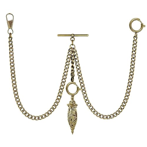 BOSHIYA Doppel Albert Goldene Taschenuhrkette, Taschenkette Für Männer, Taschenuhrkette Mit Laterne Anhänger, Verstellbare Länge BOSHIYA Doppel Albert Goldene Taschenuhrkette, Taschenkette Für Männer, Taschenuhrkette Mit Laterne Anhänger, Verstellbare Länge von BOSHIYA