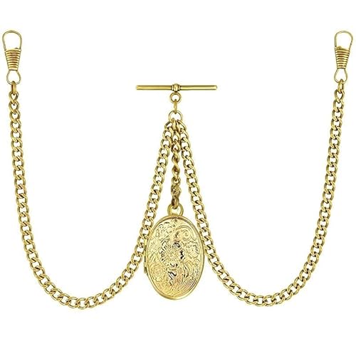 BOSHIYA Double Albert Goldene Taschenkette Mit Blumenband, Herren Taschenkette, Taschenuhrkette, Länge Verstellbar BOSHIYA Double Albert Goldene Taschenkette Mit Blumenband, Herren Taschenkette, Taschenuhrkette, Länge Verstellbar von BOSHIYA