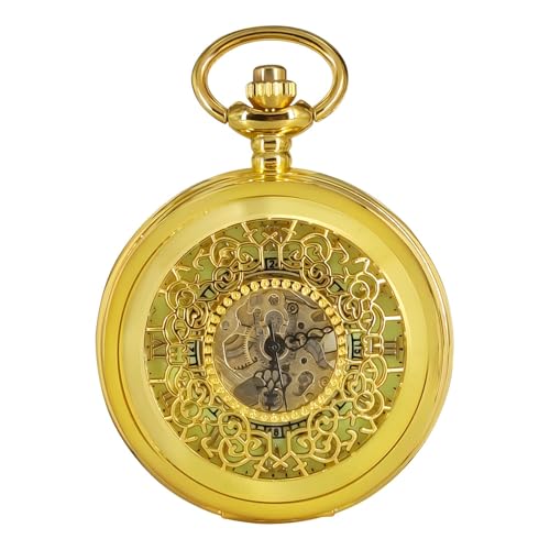 BOSHIYA Herren Taschenuhr Mechanische Leuchtende Vintage Steampunk Skelett Halbjäger Handaufzug Mechanische Taschenuhr Mit Kette Für Herren von BOSHIYA