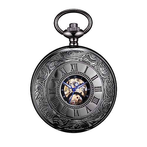 BOSHIYA Mechanische Taschenuhr und Kette zum Aufziehen, Jxh0622, Steampunk Vintage Taschenuhr von BOSHIYA