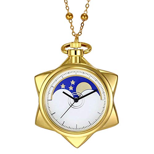BOSHIYA Sailor Moon Taschenuhr Gold Strass Stern Quarz Taschenuhren für Frauen mit Kette von BOSHIYA