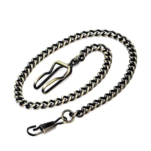 BOSHIYA Taschenuhr Kette 14 inch T Bar Albert Westenkette mit Karabiner Überzug Cowboy Kette für Herren Silber/Gold (HBL Bronze Farbe-20) von BOSHIYA