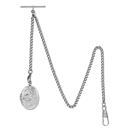 BOSHIYA Albert Silber Taschenkette Mit Blumenhänger, Herren Taschenkette von BOSHIYA