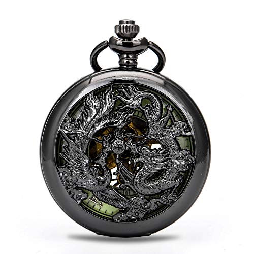 Steampunk Vintage Taschenuhr mit römischen Buchstaben Skelett mechanische Taschenuhr mit Kette Leucht-DNP Steampunk Vintage Taschenuhr mit römischen Buchstaben Skelett mechanische Taschenuhr mit Kette Leucht-DNP von BOSHIYA