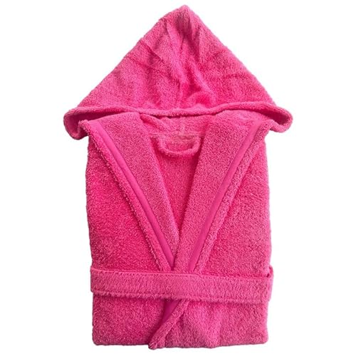 BOSKIMO Unisex Bathrobe - Bathrobe for Men or Women - 100% Cotton - Mit Kapuze - Knallige Farbe (DE/NL/SE/PL, Alphanumerisch, L, Regular, Regular, Fuchsie, Mit Kapuze) von BOSKIMO