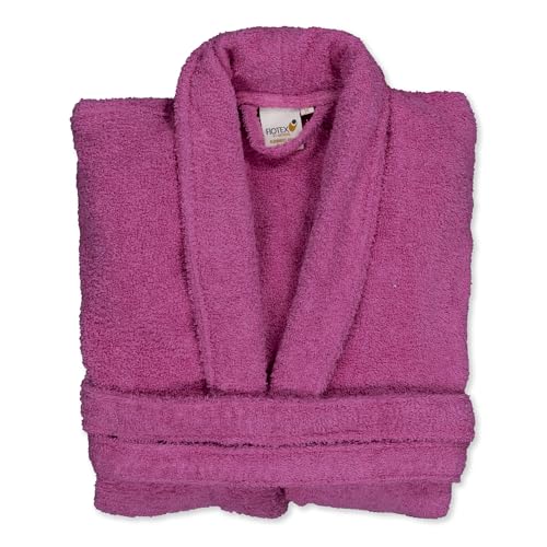 BOSKIMO Unisex Bathrobe - Bathrobe for Men or Women - 100% Cotton - Mit Kapuze - Knallige Farbe (DE/NL/SE/PL, Alphanumerisch, M, Regular, Regular, Fuchsie, Ohne Kapuze) von BOSKIMO
