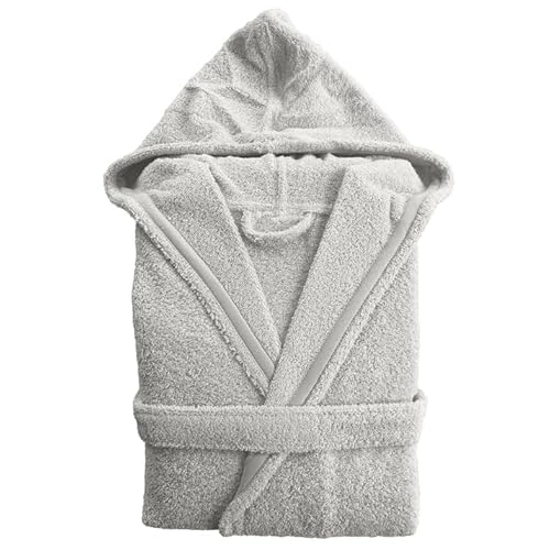 BOSKIMO Unisex Bathrobe - Bathrobe for Men or Women - 100% Cotton - Mit Kapuze - Knallige Farbe (DE/NL/SE/PL, Alphanumerisch, L, Regular, Regular, Weiß, Mit Kapuze) von BOSKIMO