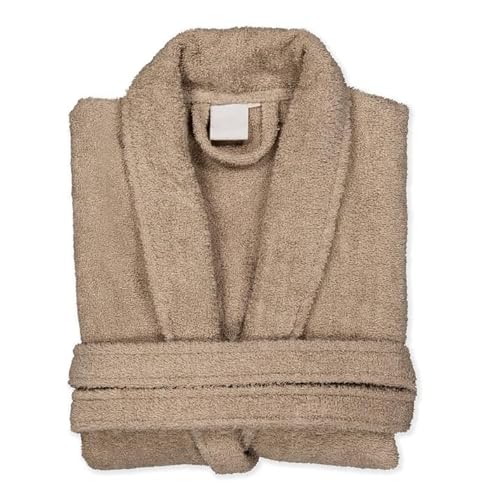 BOSKIMO Unisex Bathrobe - Bathrobe for Men or Women - 100% Cotton - Mit Kapuze - Knallige Farbe (DE/NL/SE/PL, Alphanumerisch, L, Regular, Regular, Sandfarben, Ohne Kapuze) von BOSKIMO