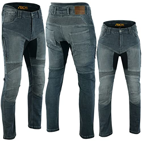 Herren Motorradhose Manner Motorradjeans Denim Motorrad Hose Mit Protektoren (W32xL32, Grau) von BOSmoto