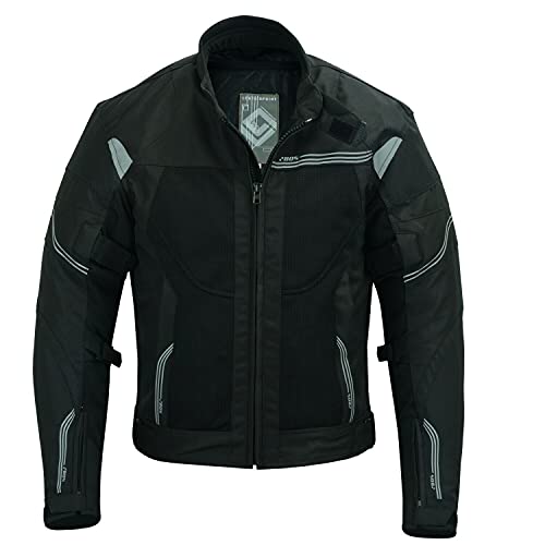 BOSmoto Motorradjacke Herren Wasserdicht Textil Protektoren Sommer Reflektierend Atmungsaktiv (DE/NL/SE/PL, Alphanumerisch, 4XL, Regular, Regular, Schwarz) von BOSmoto