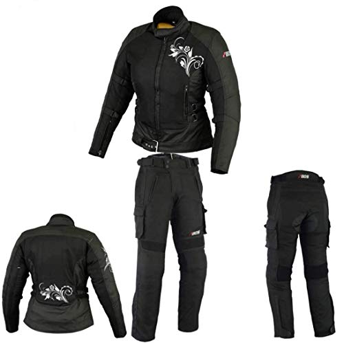 DAMEN MOTORRADKOMBI JACKE + HOSE - AUS TEXTIL/CORDURA für Motorrad Biker Chopper Cross (XS) von BOSMOTO