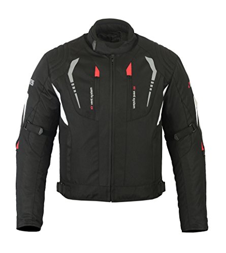 Herren Bikerjacke, Motorradjacke Textil Schwarz & Weiss (XL) von BOSMOTO