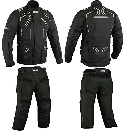 BOSMOTO Herren Kombi Motorradbekleidung Biker Anzug Zweiteiler Motorradkombi Schwarz (XL) von BOSMOTO