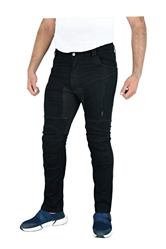 Herren Motorradhose mit Protektoren - Textile Motorradhose für Sommer und Winter - Wasserdicht, atmungsaktiv, Schwarz (W36XL32) von BOSMOTO