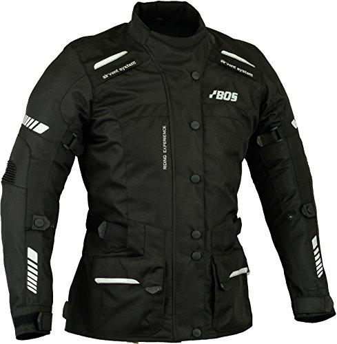 Motorradjacke kurz Damen Motorrad Jacke Cordura Textil Roller Quad Biker Touring Touren Schwarz L von BOSMOTO