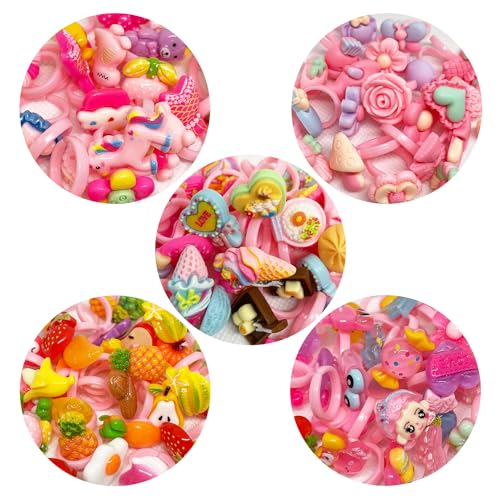 BOSOIRSOU 100 Stück Anziehringe, verstellbare süße Ringe für 4–12 Jahre alte Mädchen, Rollenspiel- und Anziehspielzeugringe als Geburtstagsgeschenk zu Weihnachten von BOSOIRSOU