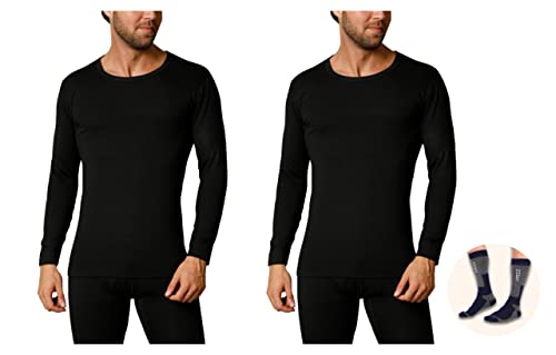 BOSPHORUS 2er Pack Herren Funktionsunterwäsche Oberteile Thermoaktiv (Oberteile Schwarz, L) von BOSPHORUS STORE