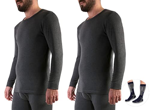 BOSPHORUS 2er Pack Herren Funktionsunterwäsche Thermoaktiv, Winter Funktionsunterwäsche Warme Atmungsaktiv (Oberteile Anthrazitgrau, M) von BOSPHORUS STORE
