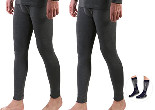 BOSPHORUS 2er Pack Herren Funktionsunterwäsche Thermoaktiv, Winter Funktionsunterwäsche Warme Atmungsaktiv (Unterteile Anthrazitgrau, XXL) von BOSPHORUS STORE