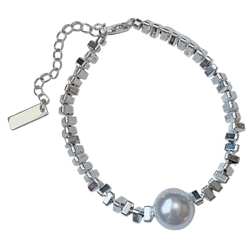 Anspruchsvolle Halskette aus Messing mit Perle, verstellbares versilbertes Halsband, perfekt für Frauen, 2024 Design, hypoallergen von BOSREROY