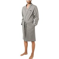 BOSS Black Herren Bademantel grau Baumwolle unifarben von BOSS Black