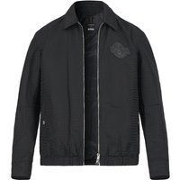 BOSS Black Herren Blouson Schwarz Mikrofaser unifarben mit Motiv von BOSS Black