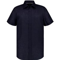BOSS Black Herren Kurzarmhemd blau Leinen von BOSS Black
