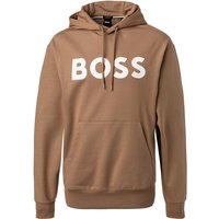 BOSS Black Herren Hoodie beige Baumwolle Logo und Motiv von BOSS Black