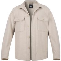 BOSS Black Herren Overshirt beige Wolle unifarben von BOSS Black