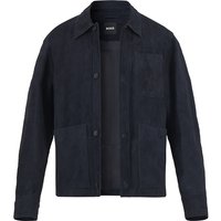 BOSS Black Herren Lederjacke blau Ziegenvelours unifarben von BOSS Black