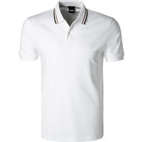 BOSS Black Herren Polo-Shirt weiß Baumwoll-Jersey von BOSS Black