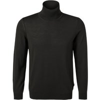 BOSS Black Herren Rollkragenpullover Schwarz Schurwolle unifarben von BOSS Black