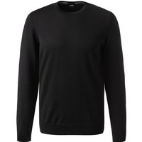 BOSS Black Herren Pullover schwarz Schurwolle unifarben von BOSS Black