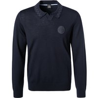 BOSS Black Herren Pullover blau Schurwolle unifarben von BOSS Black