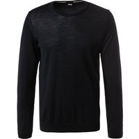 BOSS Black Herren Pullover blau Schurwolle unifarben von BOSS Black