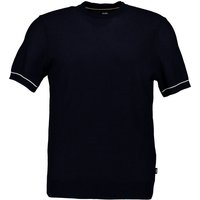 BOSS Black Herren Kurzarmpullover blau Baumwolle unifarben von BOSS Black