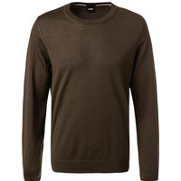 BOSS Black Herren Pullover grün Schurwolle unifarben von BOSS Black