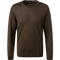 BOSS Black Herren Pullover grün Schurwolle unifarben von BOSS Black