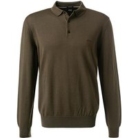 BOSS Black Herren Pullover grün Schurwolle unifarben von BOSS Black