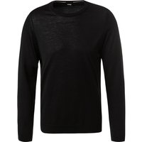 BOSS Black Herren Pullover schwarz Schurwolle unifarben von BOSS Black