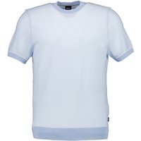 BOSS Black Herren Kurzarmpullover blau Baumwolle unifarben von BOSS Black