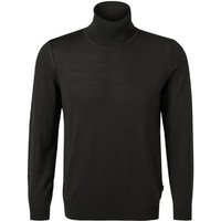 BOSS Black Herren Rollkragenpullover schwarz Schurwolle unifarben von BOSS Black