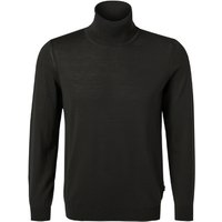 BOSS Black Herren Rollkragenpullover schwarz Schurwolle unifarben von BOSS Black