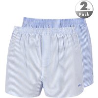 BOSS Black Herren Boxershorts blau Baumwolle & Mix Gestreift,Kariert von BOSS Black