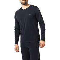 BOSS Black Herren Longsleeve blau Baumwolle unifarben von BOSS Black