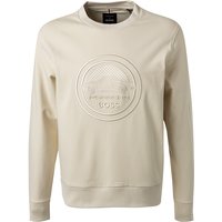 BOSS Black Herren Sweatshirt beige Baumwolle unifarben von BOSS Black