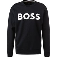 BOSS Black Herren Sweatshirt blau Baumwolle Logo und Motiv von BOSS Black